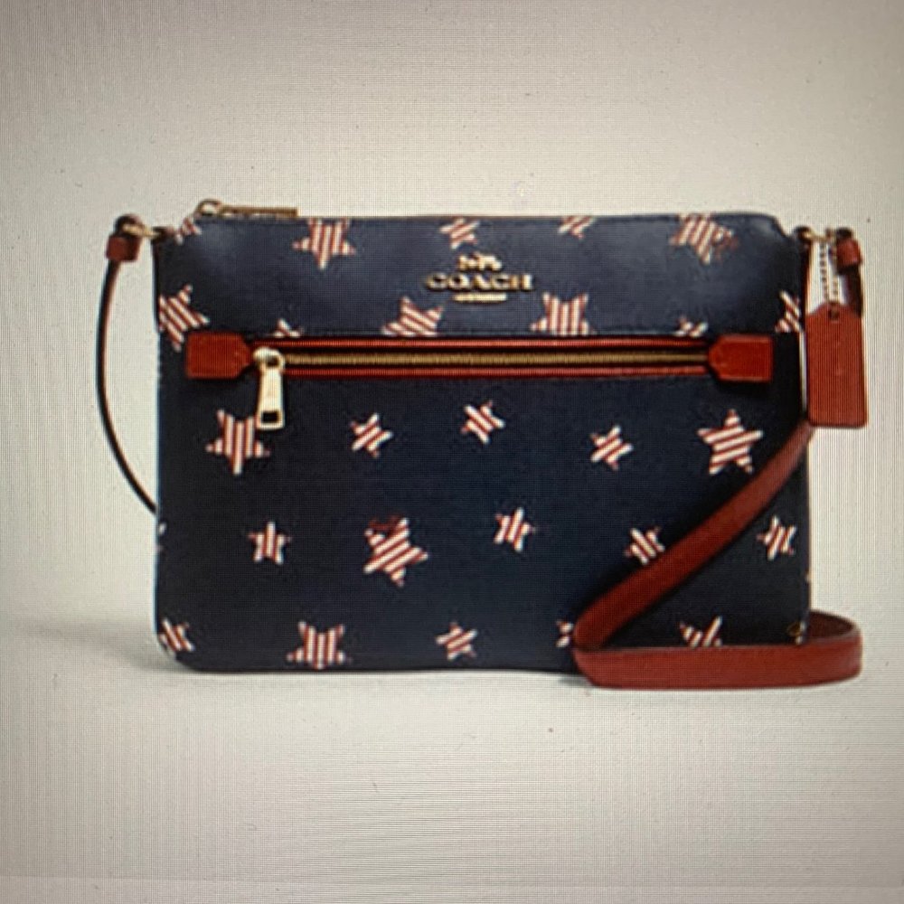 Coach Purse - Gallery File Bag With Americana Star Print